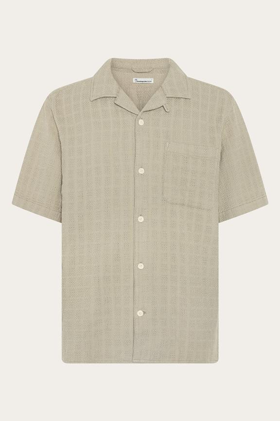 Overhemd Met Korte Mouwen, Keperstof, Beige