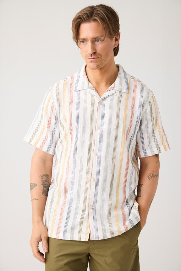 Overhemd Met Relaxte Strepen, Korte Mouwen, Meerkleurig