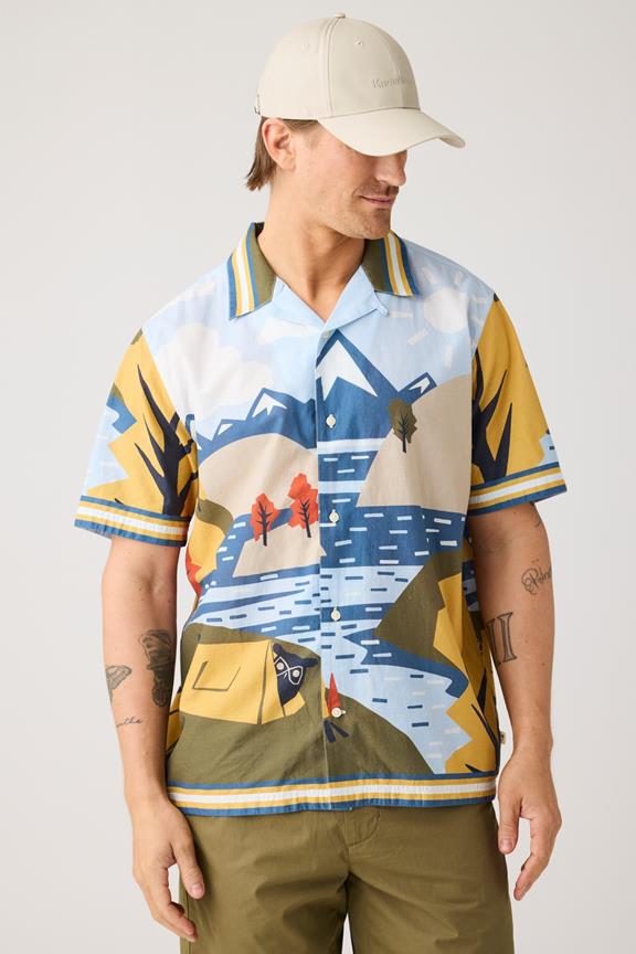 Overhemd Met Relaxte Print, Korte Mouwen, Veelkleurig, Aop