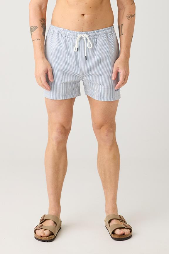 Zwembroek Tot Halverwege De Dij, Seersucker, Blauwe Streep