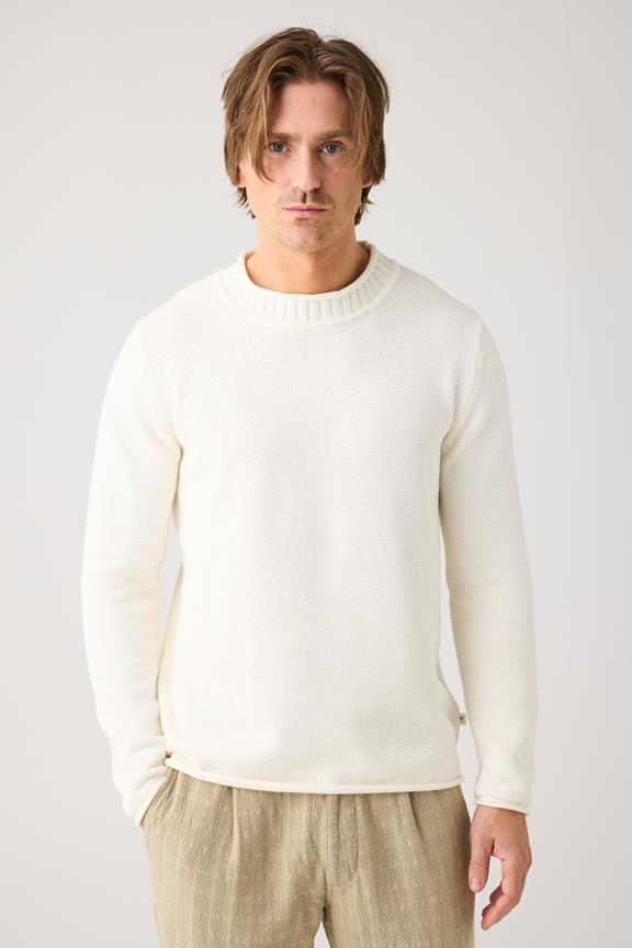 Trui Met Ronde Hals In De Kleur Egret, Wit