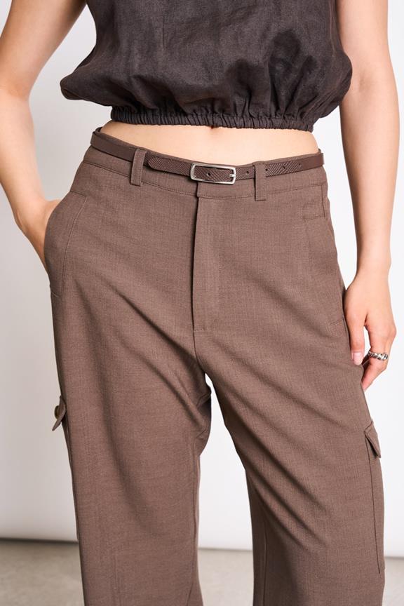 Ceinture Fine Nyby À Motif Serpent Marron/Argent