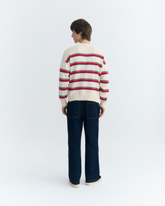 Thinking MU Sweater Boxy Beto Striped Ecru