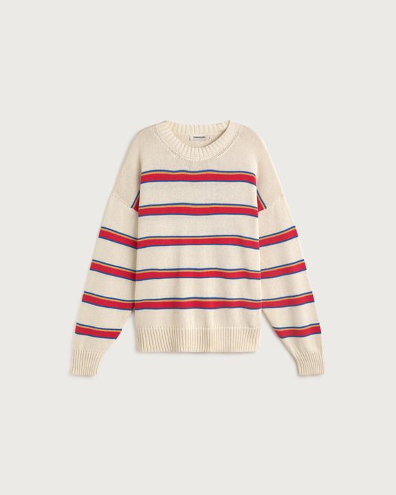 Thinking MU Sweater Boxy Beto Striped Ecru