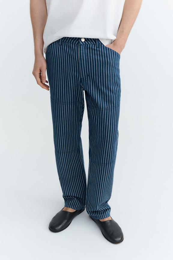 Hose Stan Straight Natural Dye Stripes Blau