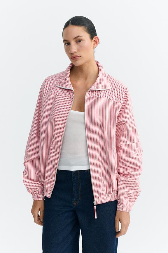 Blouson Aviateur Monica Rayé Rose Et Rouge