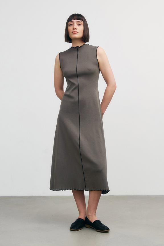 Dress Pin Tucked Fawn Gray