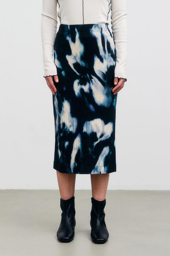 Skirt Ribbed Tie Dye True Black