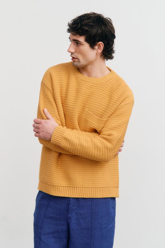Knit Sweater Ribbed Yellow