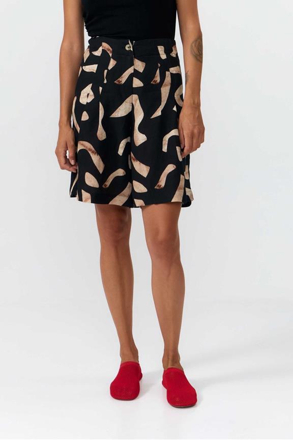 Bermudashorts Met Salor-Print En Steentjes, Zwart