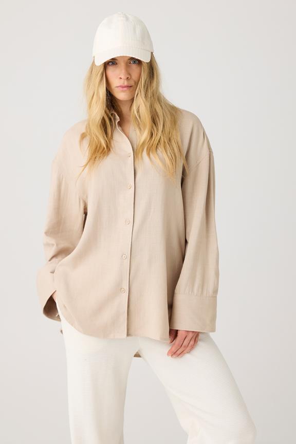 Shirt Relaxed Linen Mix Light Feather Gray