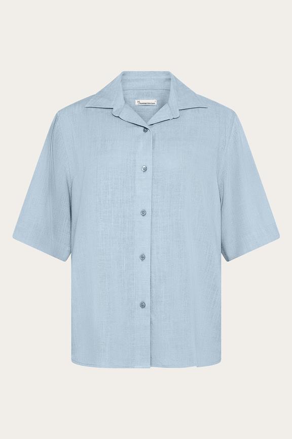 Shirt Short Sleeve Loose Linen Mix Skyway Blue