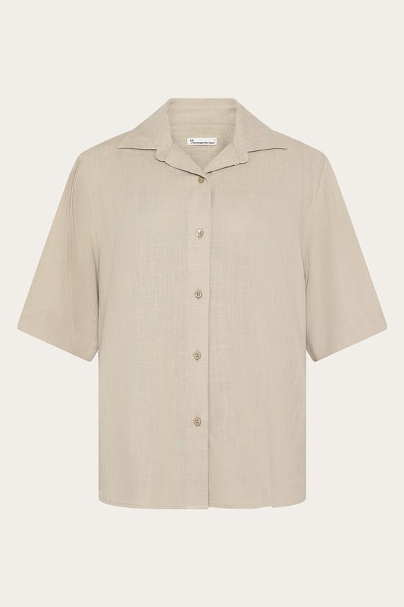 Shirt Short Sleeve Loose Linen Mix Light Feather Gray