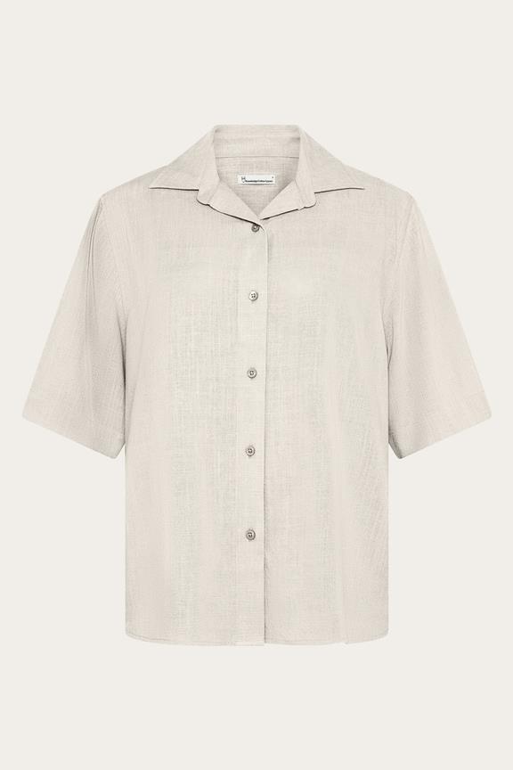 Shirt Short Sleeve Loose Linen Mix Egret White