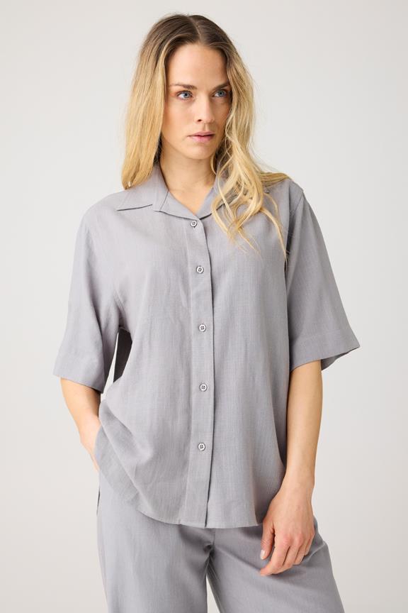 Shirt Short Sleeve Loose Linen Mix Ultimate Grey