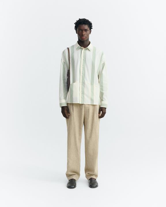Thinking MU Shirt Jim Poplin Striped Green