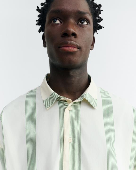Thinking MU Shirt Jim Poplin Striped Green