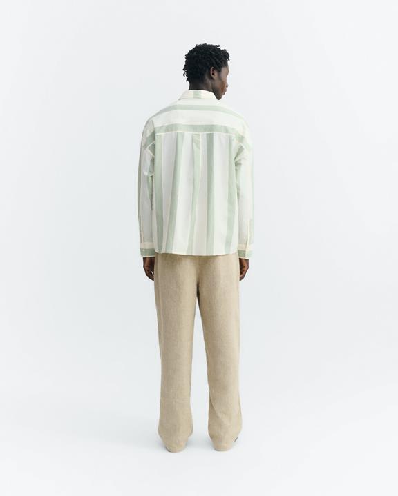 Thinking MU Shirt Jim Poplin Striped Green