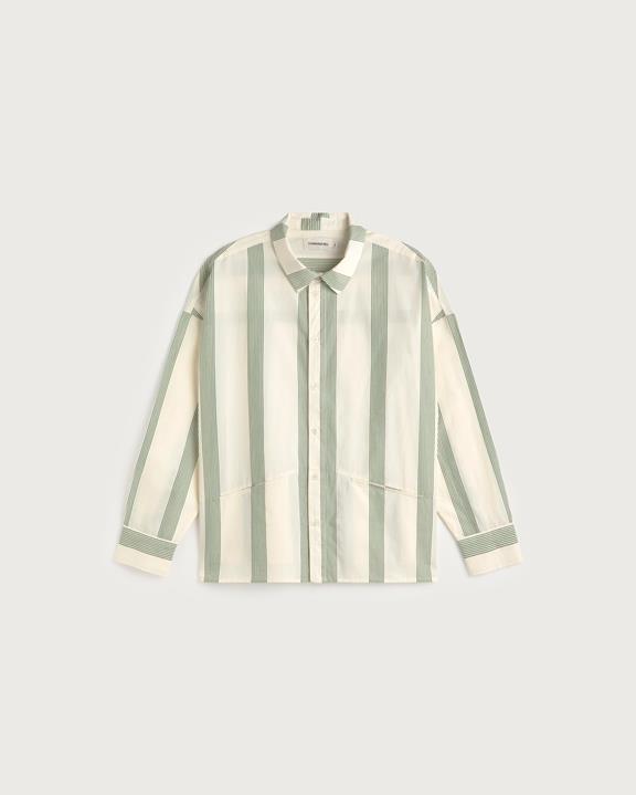 Thinking MU Shirt Jim Poplin Striped Green