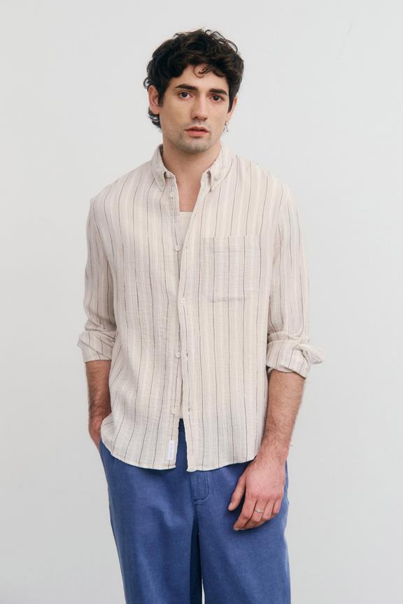 Shirt Muslin Beige Stripe