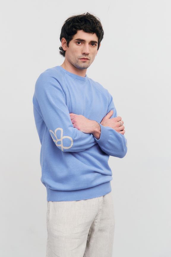 Knit Sweater Flower Blue