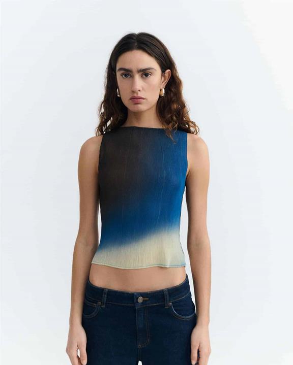 Thinking MU Oberteil Dora Blau/ Schwarz/ Creme