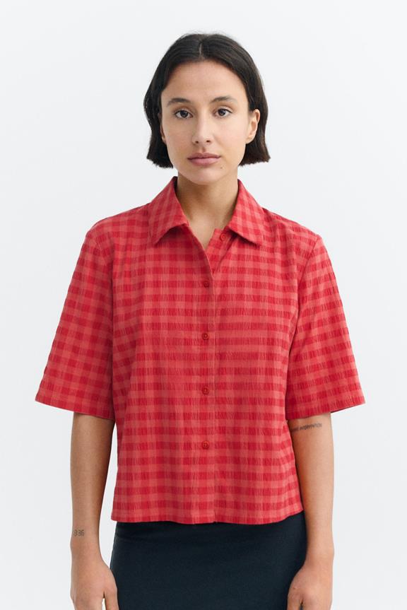 Bluse Seersucker Ane Rot