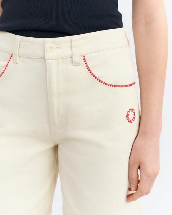 Thinking MU Shorts Luisa Hand Embroidered Trim Cream