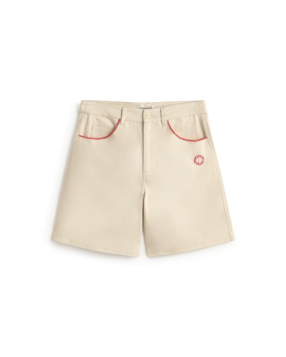 Thinking MU Shorts Luisa Hand Embroidered Trim Cream