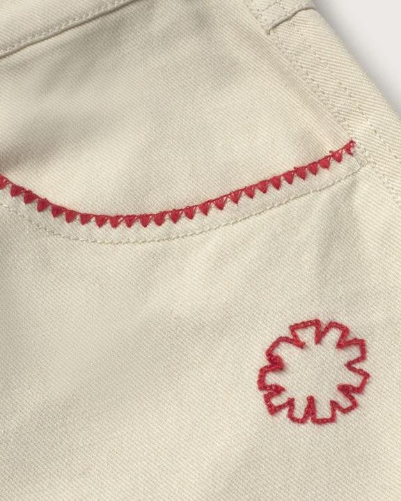 Thinking MU Shorts Luisa Hand Embroidered Trim Cream