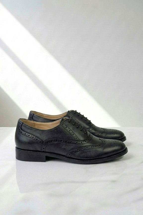 Brogues Damen Wide Fit Oxford Schwarz