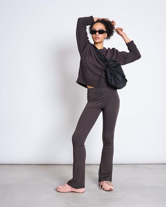JAN 'N JUNE Leggings Met Wijde Pijpen, Modderbruin