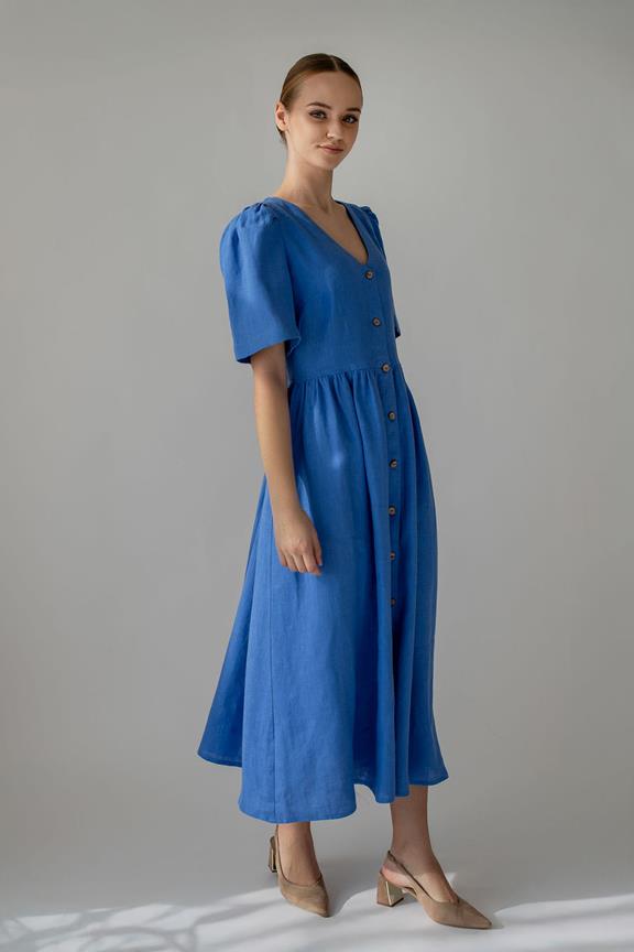 Amber Linen Midi Dress Luma Cornflower Blue