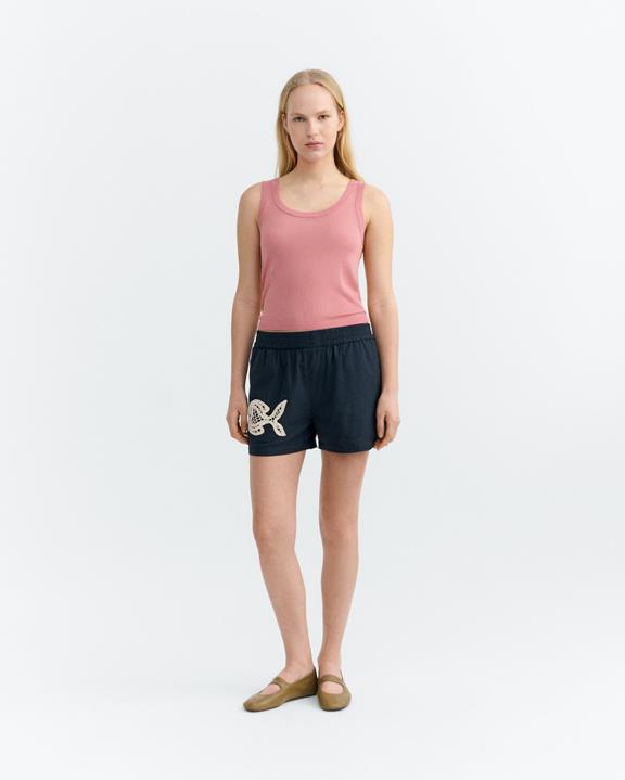 Thinking MU Shorts Handbestickte Geraldine Navy