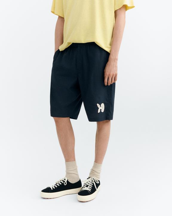 Thinking MU Shorts Hand Embroidered Gasper Navy