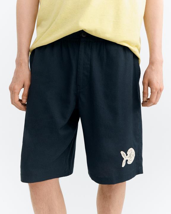 Thinking MU Shorts Hand Embroidered Gasper Navy