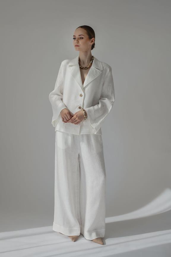 Amber Linen Hose Ida Weites Bein Weiß