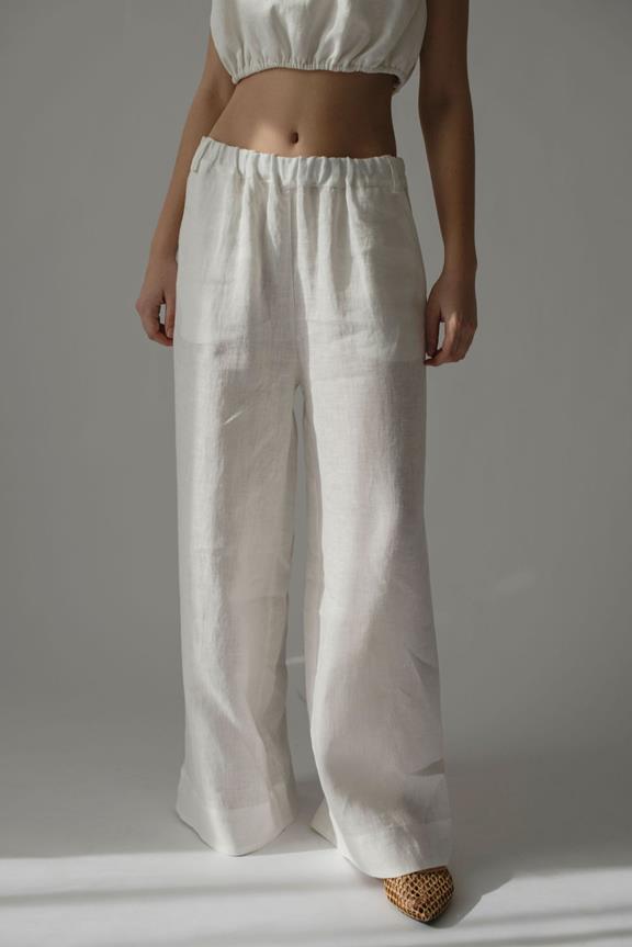 Amber Linen Hose Ida Weites Bein Weiß