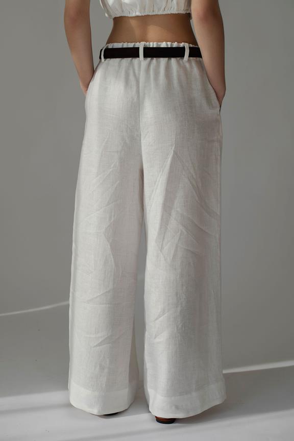 Amber Linen Hose Ida Weites Bein Weiß