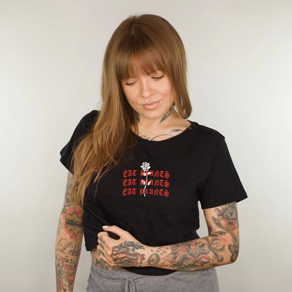 Plant Faced Clothing Eat Plants Goth Roses Black Crop Top