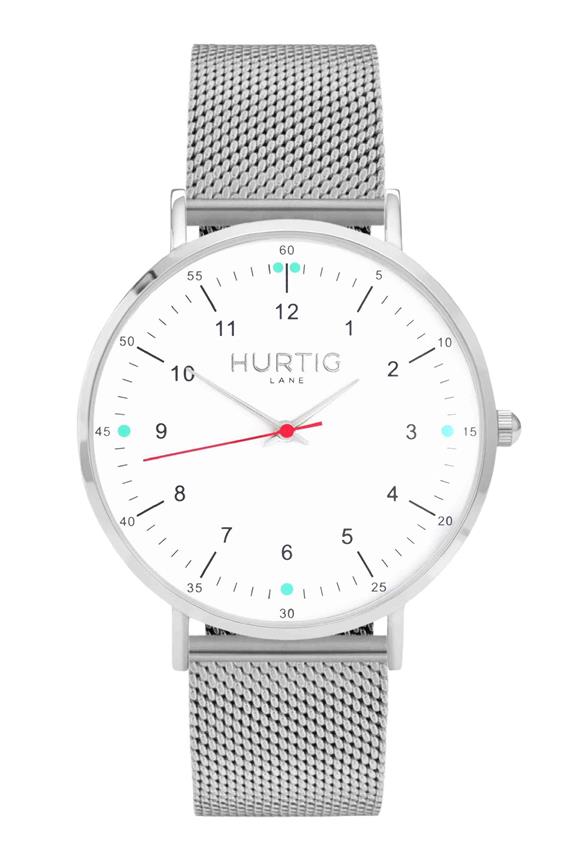 Moderna Stalen Horloge Zilver, Wit & Zilver