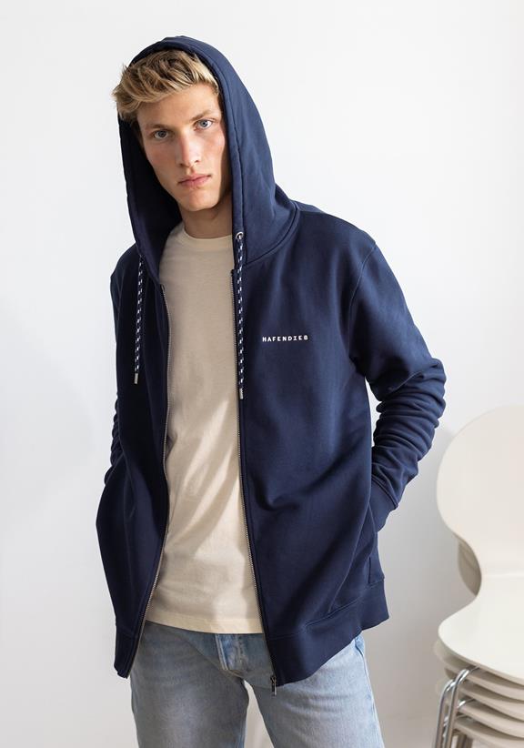 Hafendieb Hoodie Vest Logo Stick Navy