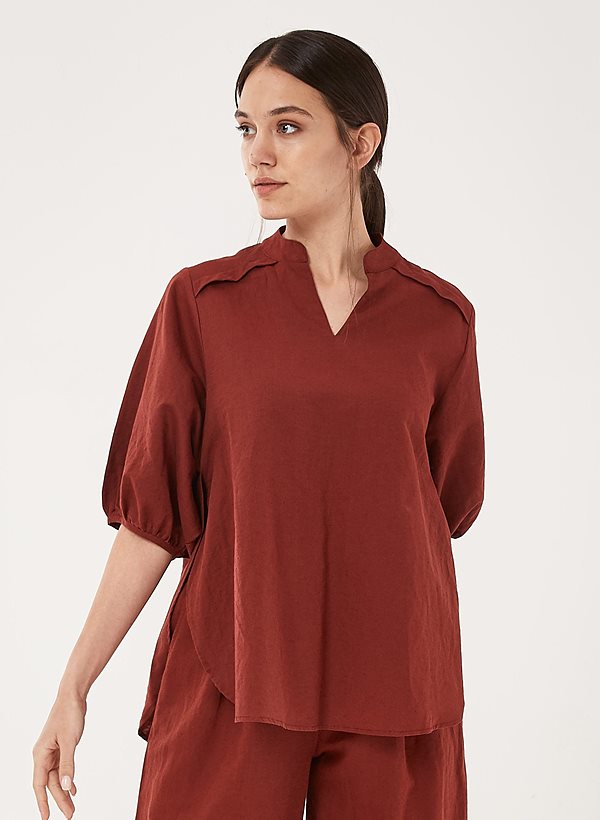 Blouse Met Pofmouwen Warme Chocolademelk