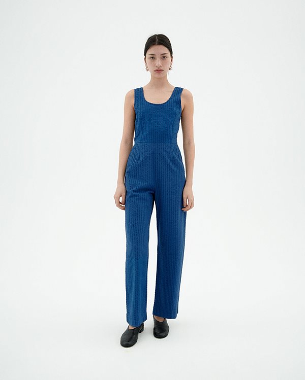 Jumpsuit Seersucker Raflesia Blauw